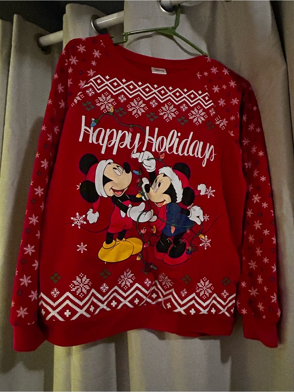 Disney Red "Happy Holidays" Mickey & Minnie Holiday Sweatshirt